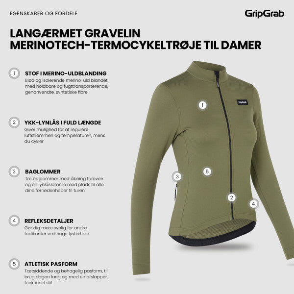 GripGrab Gravelin Termo Cykeltrøje - Merinotech - Women