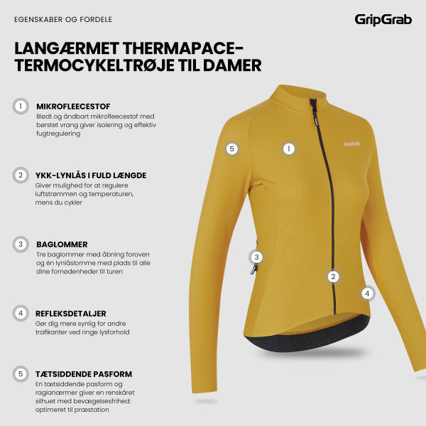 GripGrab ThermaPace Cykeltrøje - Women - Mustard Yellow