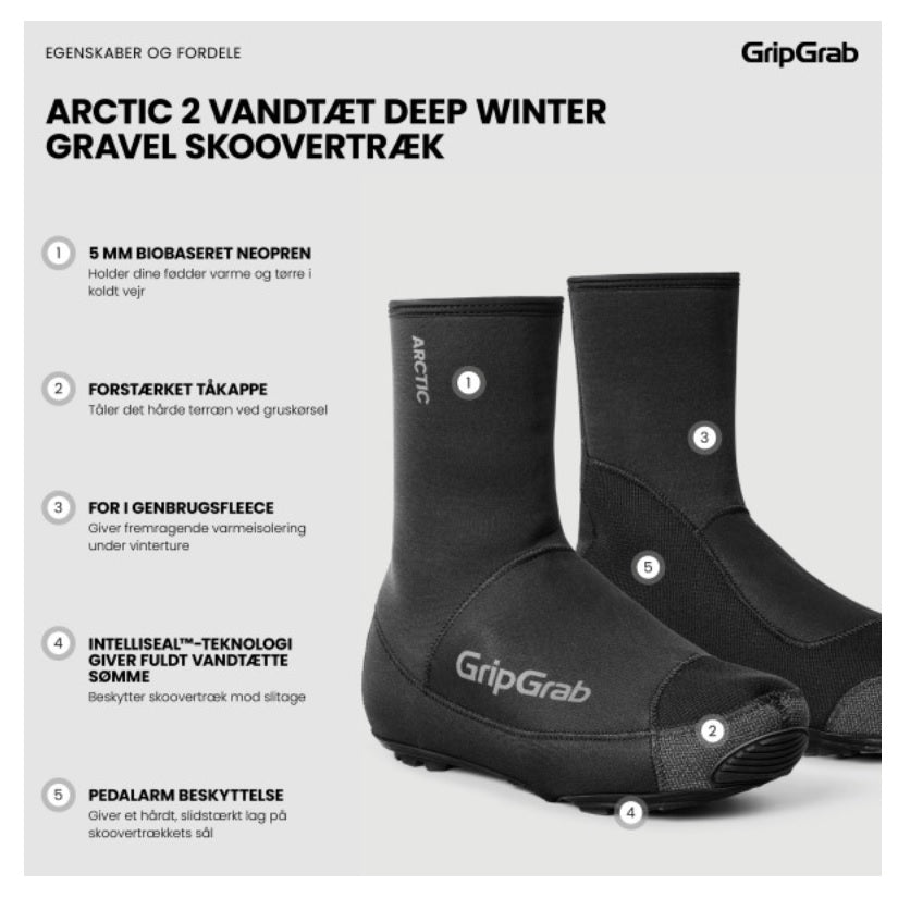 GripGrab Arctic 2 Vandtæt Deep vinter Skoovertræk - Gravel