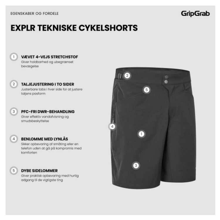 GripGrab EXPLR Technical Cykelshorts - Uden pude
