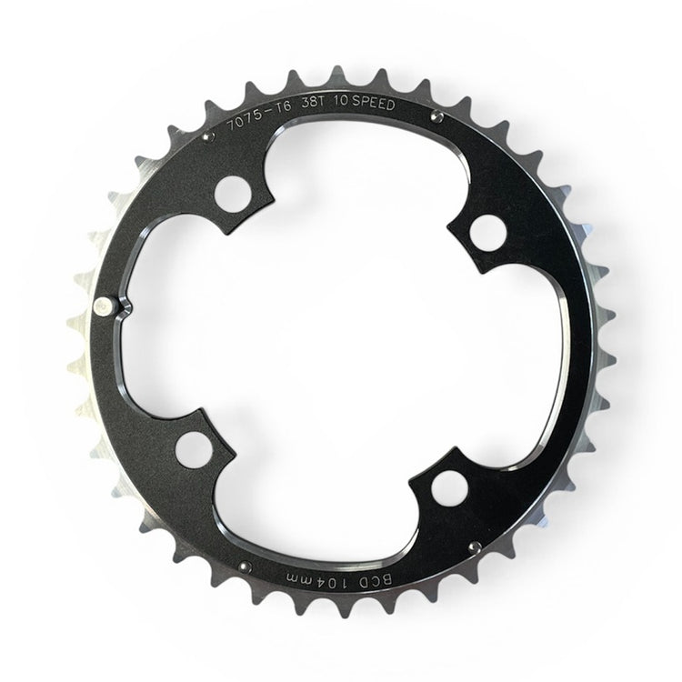 Heino 7075-T6 klinge 38T 9-10speed BCD 104mm 4huls alu Sort/Sølv