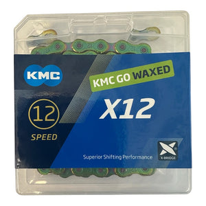 KMC X12 Go Waxed 12 speed Kæde - Voksbehandlet - Aurora green
