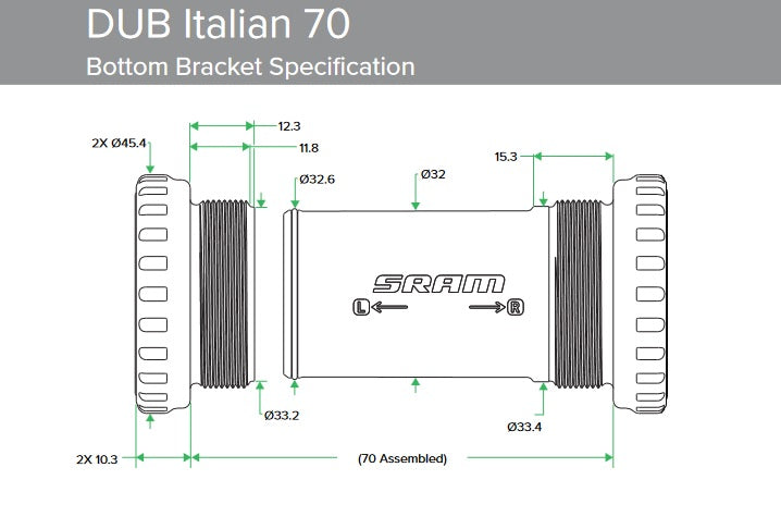 SRAM DUB Italian Krankboks - 70mm