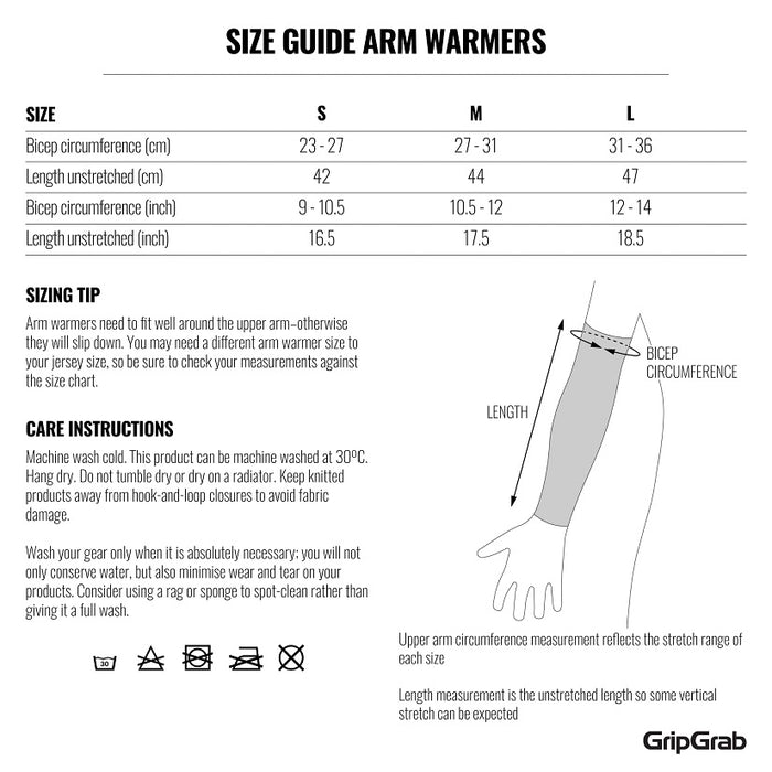 GripGrab Armvarmere Classic Thermo guide