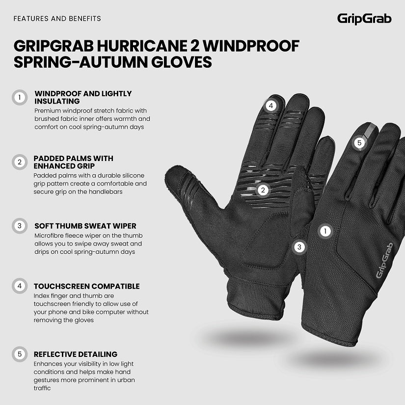 GripGrab Hurricane 2 Windproof Midseason Cykelhandsker