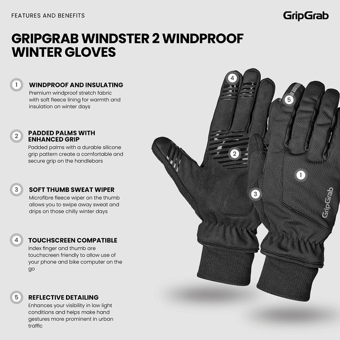 GripGrab Windster 2 - Vindtætte cykelhandsker til vinter