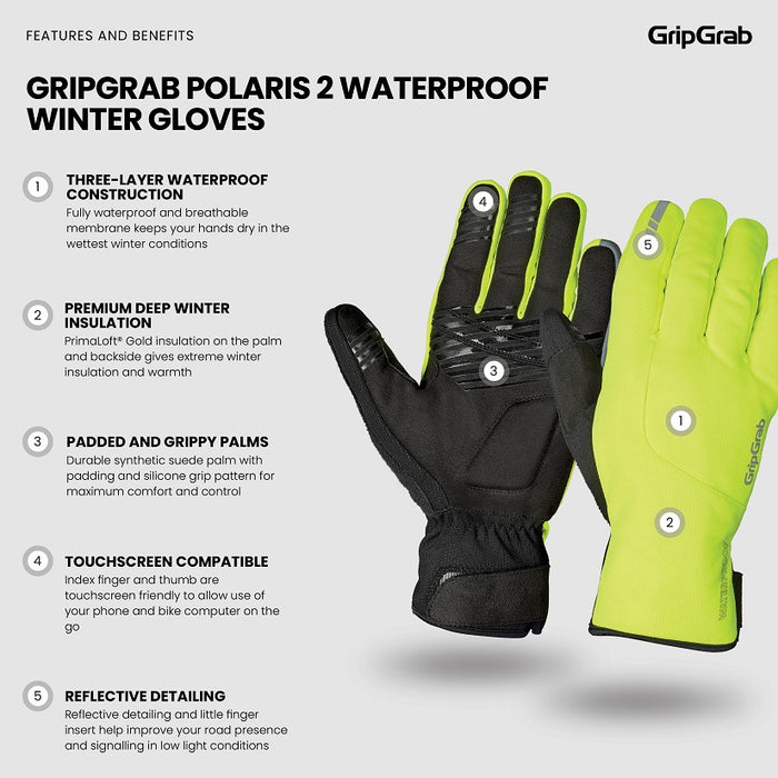 Gripgrab Polaris 2 Waterproof Vinter Cykelhandsker - Hi_Vis