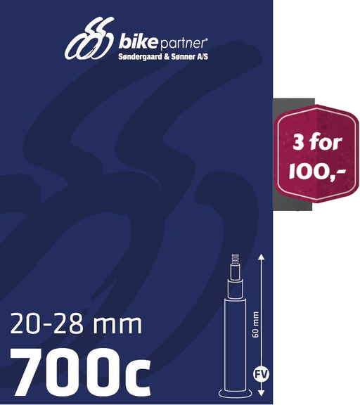 BikePartner cykelslange 700x20-28c - 60mm presta ventil